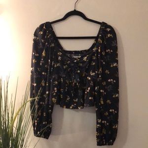 Floral blouse with keyhole detail